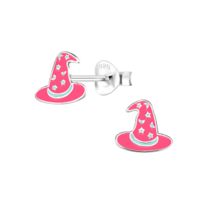 Silver Witch Hat Stud Earrings