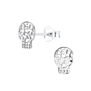 Silver Skull Stud Earrings