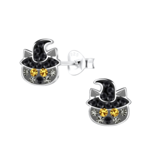 Silver Cat Stud Earrings