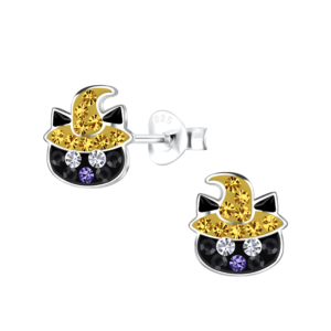 Silver Cat Stud Earrings