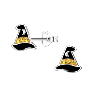 Silver Witch Hat Stud Earrings