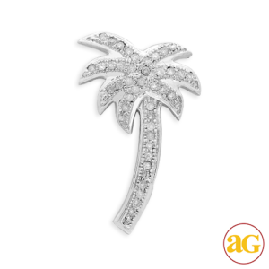 10KW 0.25CTW DIAMOND PALM TREE PENDANT