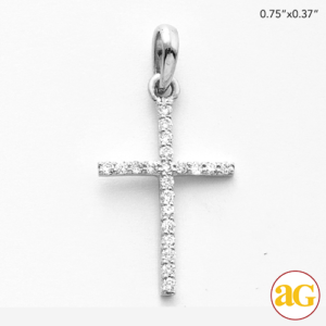 14KW 0.10CTW DIAMOND THIN CROSS PENDANT