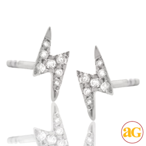 14KW 0.05CTW DIAMOND LIGHTNING BOLT EARRING STUDS