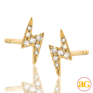 14KY 0.05CTW DIAMOND LIGHTNING BOLT EARRING STUDS
