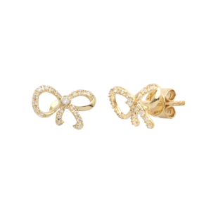 14KY 0.15CTW DIAMOND BOW RIBBON DESIGN EARRINGS