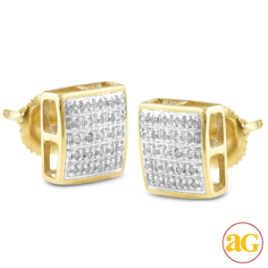 10KY 0.15CTW DIAMOND SQUARE DOME EARRINGS