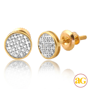 10KY 0.05CTW DIAMOND ROUND FLAT EARRINGS