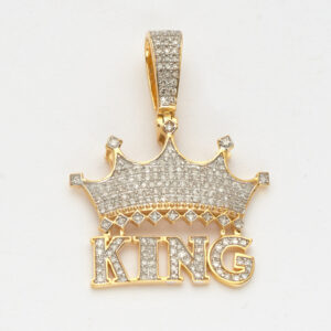 10KY 0.50CTW DIAMOND CROWN PENDANT WITH TEXT
