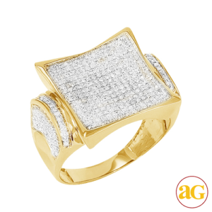 10KY 0.80CTW DIAMOND MENS KITE HEAD RING