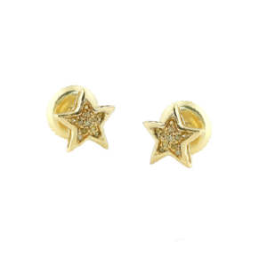 10KY 0.05CTW YELLOW DIA STAR EARRINGS